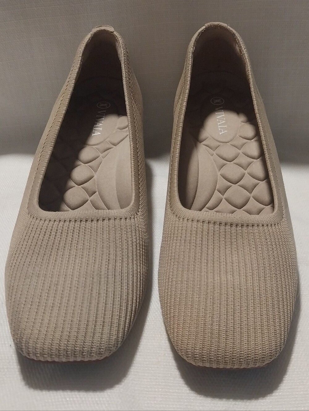 Vivaia Melody Pro Tan Woven Textured Square Toe Comfort Heeled Pump